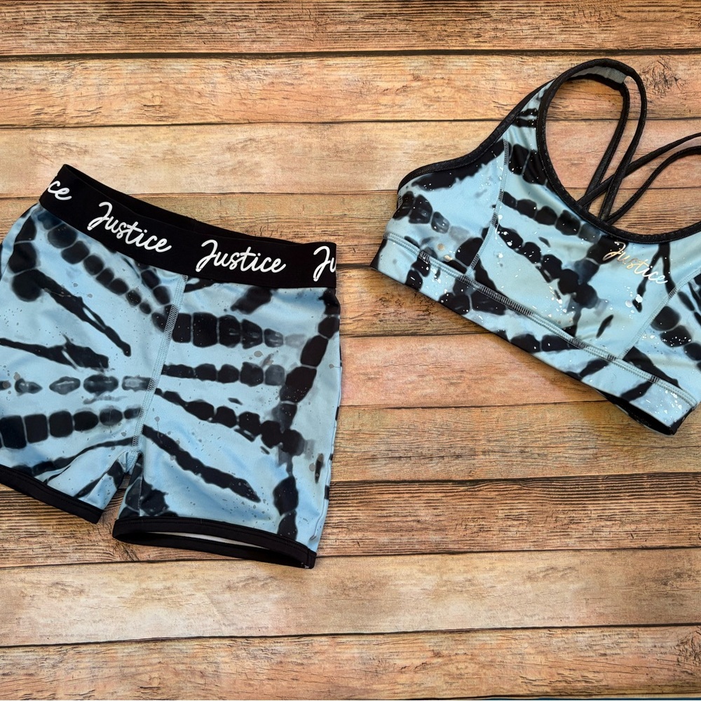 Justice Black and Blue Tie-Dye Active Set